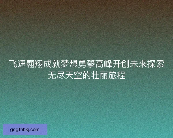 飞速翱翔成就梦想勇攀高峰开创未来探索无尽天空的壮丽旅程