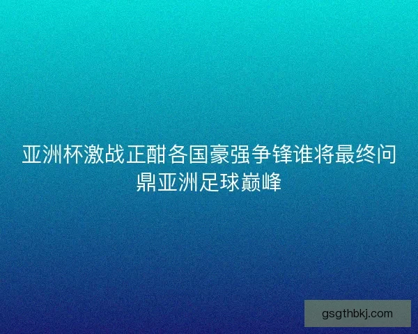 亚洲杯激战正酣各国豪强争锋谁将最终问鼎亚洲足球巅峰