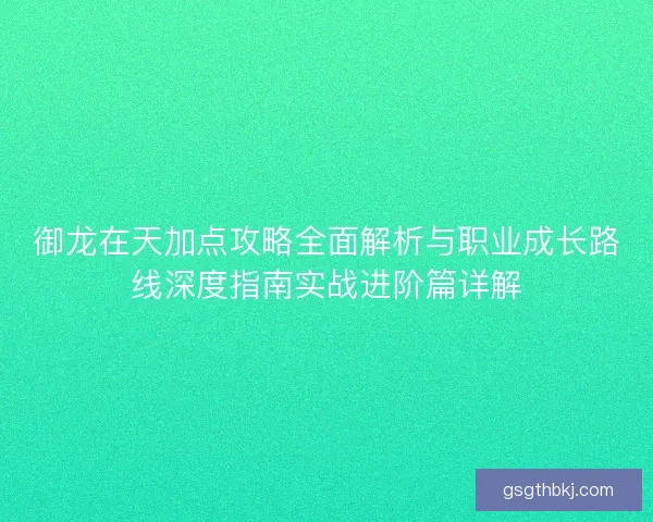 御龙在天加点攻略全面解析与职业成长路线深度指南实战进阶篇详解