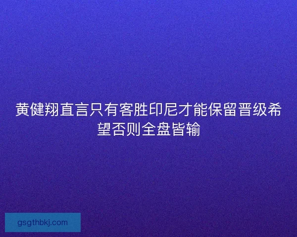黄健翔直言只有客胜印尼才能保留晋级希望否则全盘皆输 黄健翔直言只有客胜印尼才能保留晋级希望否则全盘皆输